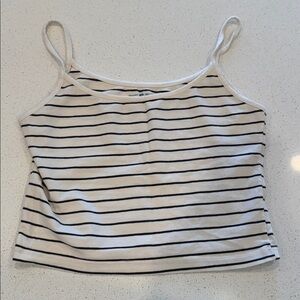 Brandy Melville cream and black striped crop top
